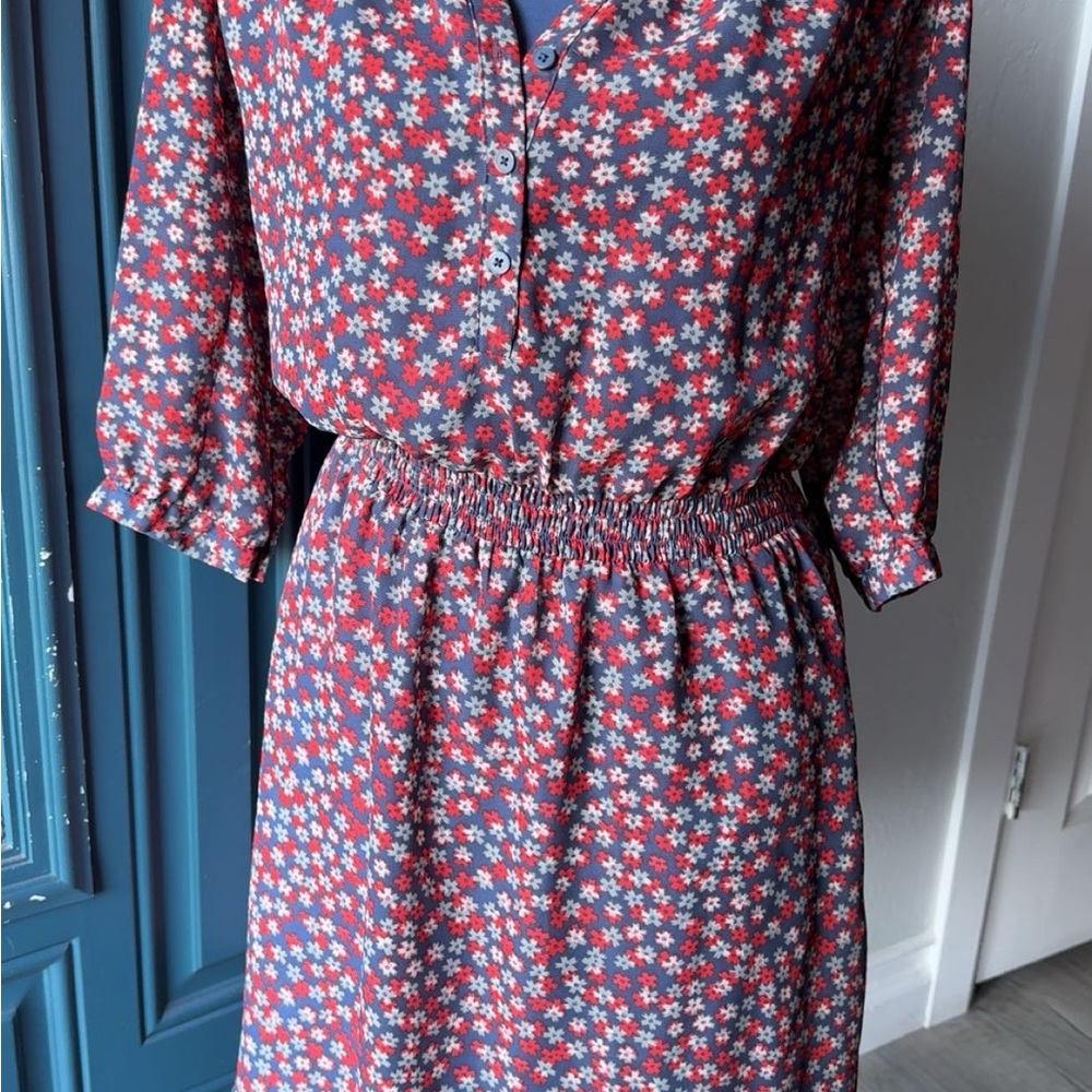 GAP Red and Blue Floral Long Sleeve Dress - Picture 2 of 4